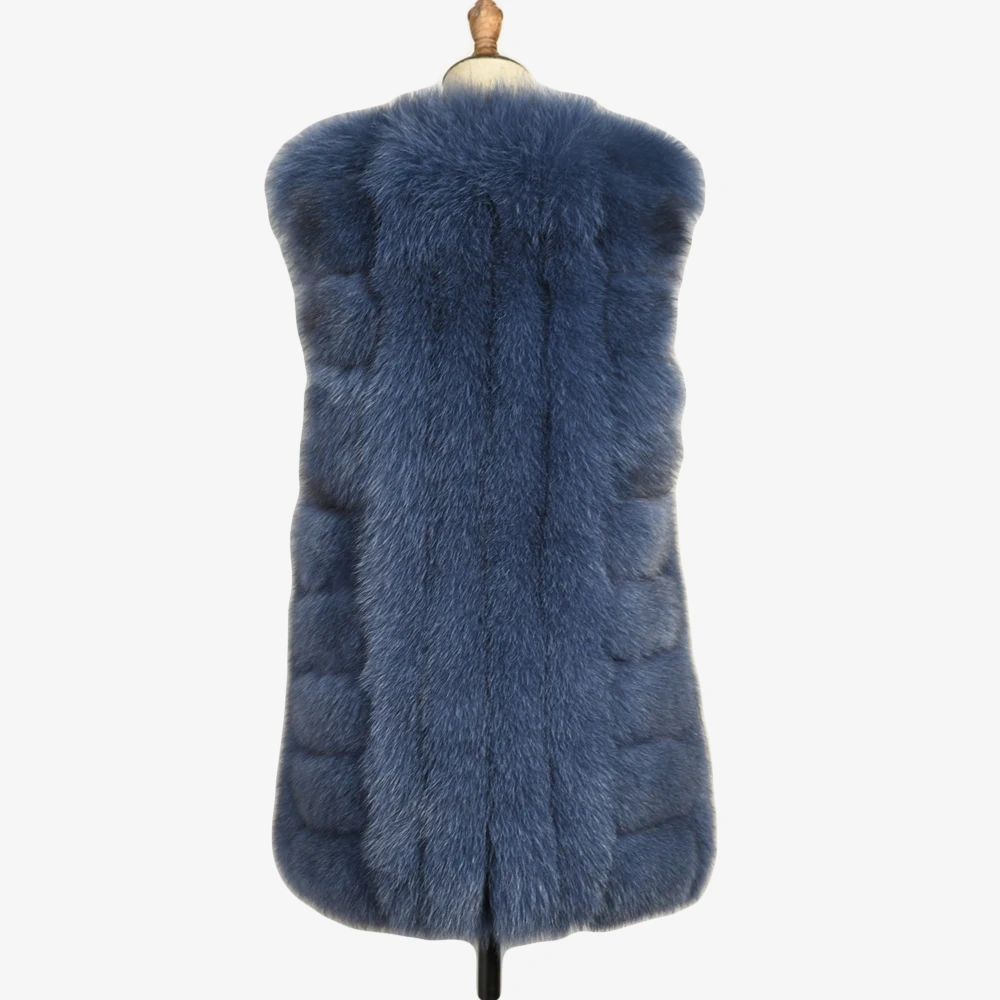 Vertical bread chunks, natural fox fur vest WG-V75/S-H - WGLUVF