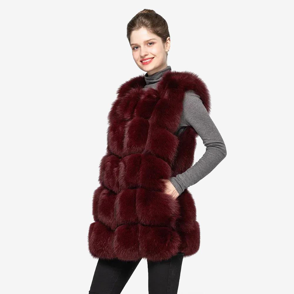 Women's Winter Warm Fur Vest Fashion Style Waistcoat - WGLUVF