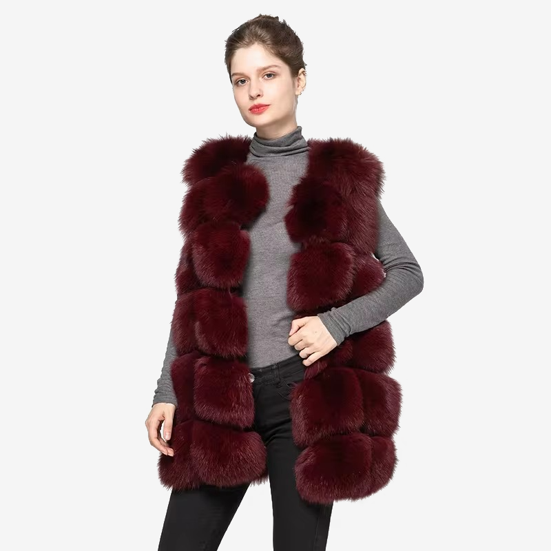 Women's Winter Warm Fur Vest Fashion Style Waistcoat - WGLUVF