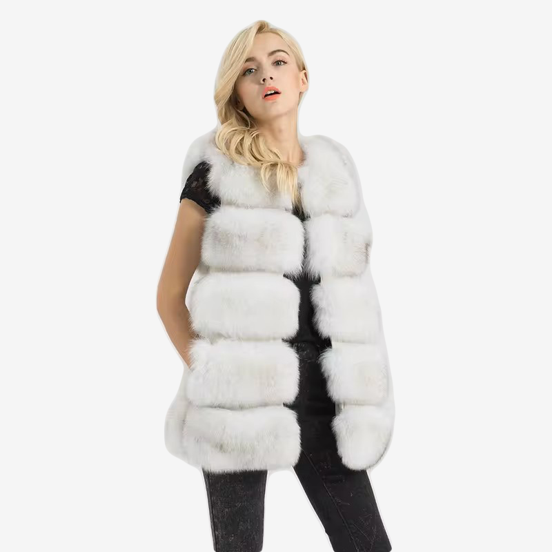 Standard length  fox real fur vest new 5-row style vest WG-5-row/70 - WGLUVF