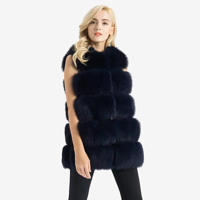 Standard length  fox real fur vest new 5-row style vest WG-5-row/70 - WGLUVF