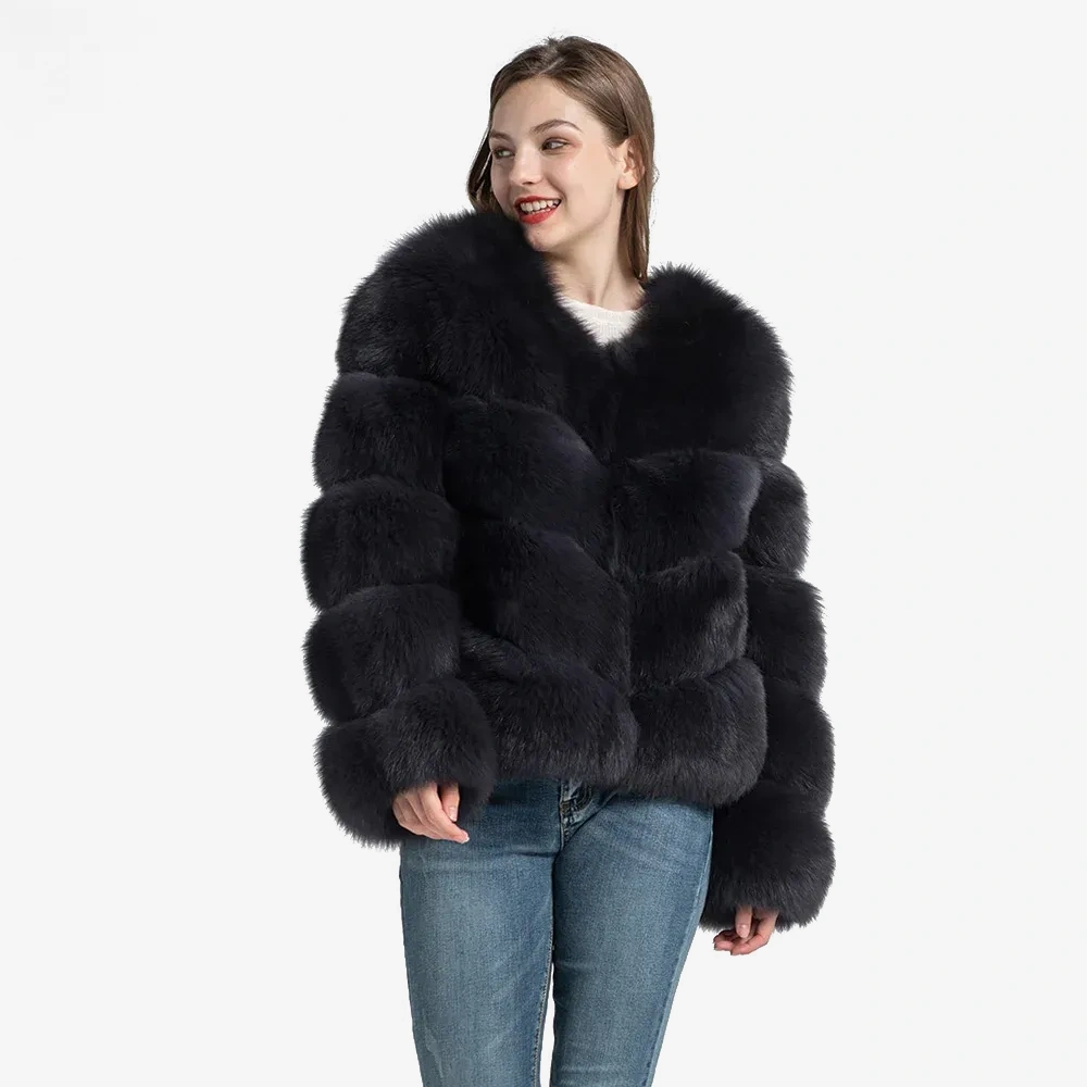 Diagonal fox fur coat - WGLUVF
