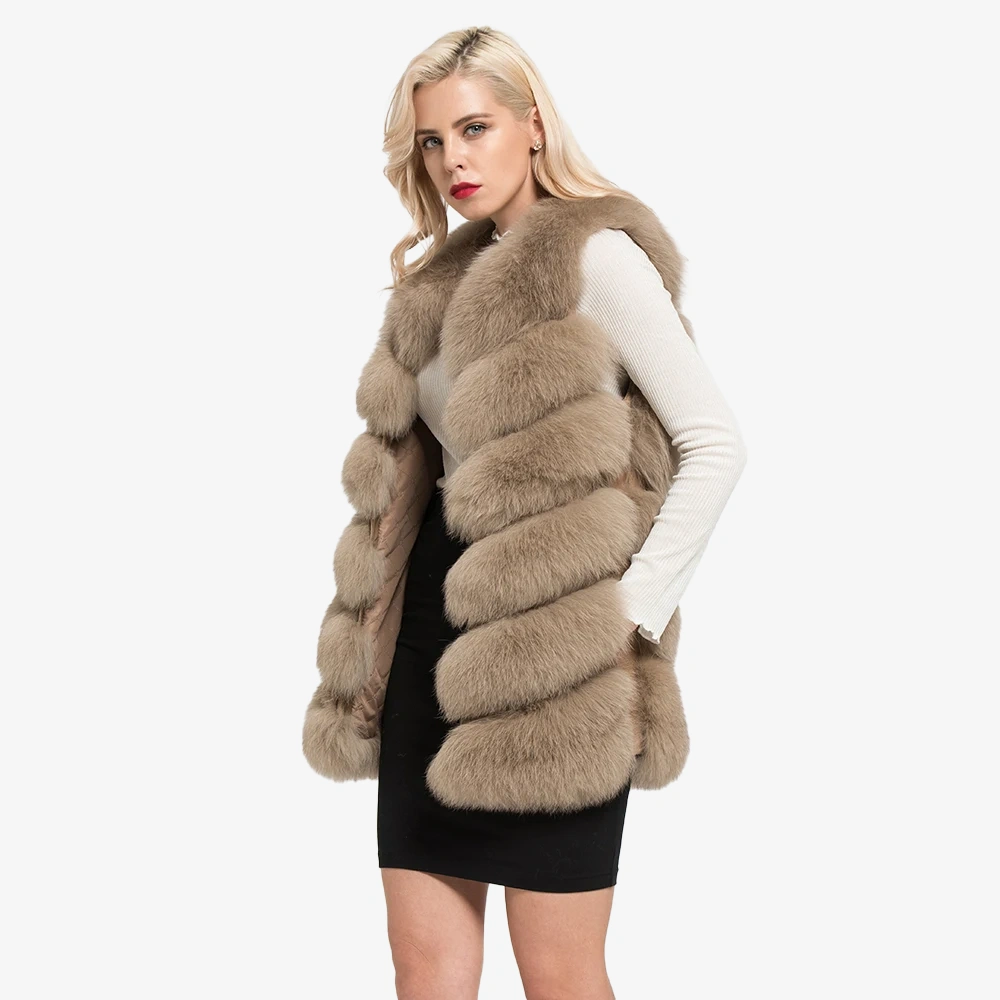 Standard length diagonal fox fur vest - WGLUVF