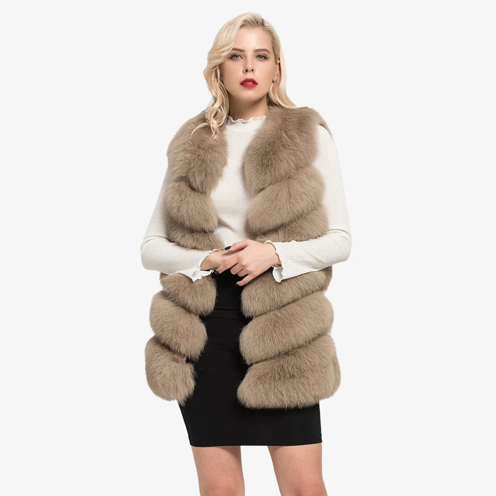 Standard length diagonal fox fur vest - WGLUVF