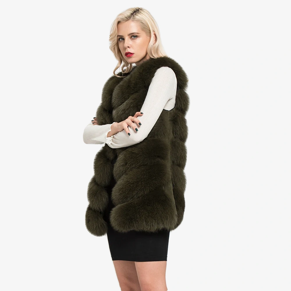 Standard length diagonal fox fur vest - WGLUVF
