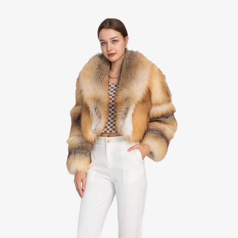 Full fur leather jacket women's coat - WGLUVF