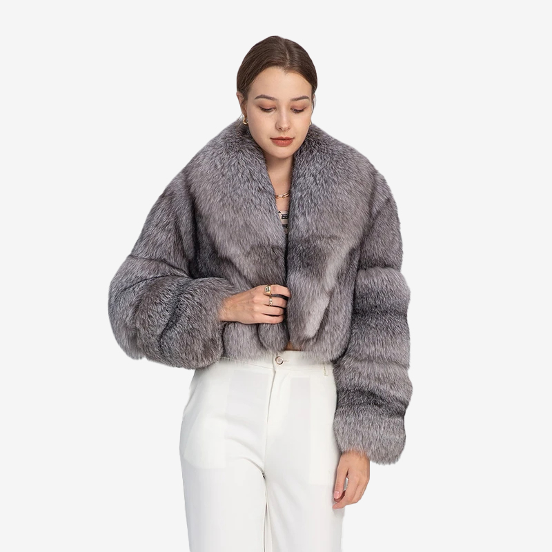 Full fur leather jacket women's coat - WGLUVF
