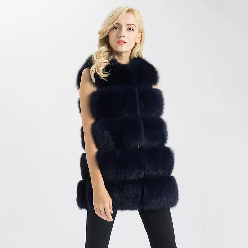 Standard length fox real fur vest new 5-row style vest WG-5-row/70 - WGLUVF