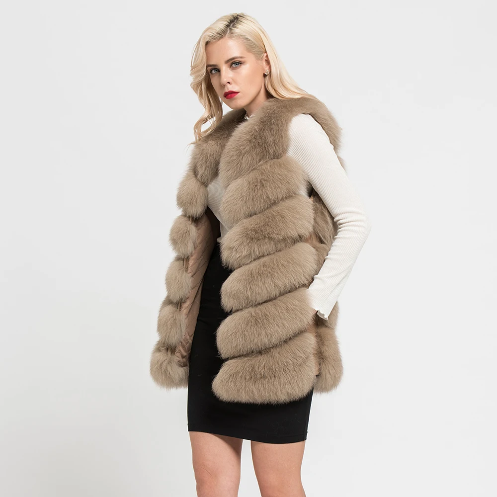 Standard length diagonal fox fur vest - WGLUVF
